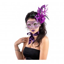 MASQUE VÉNITIEN VIOLET GLITTER PLASTIQUE ADULTE