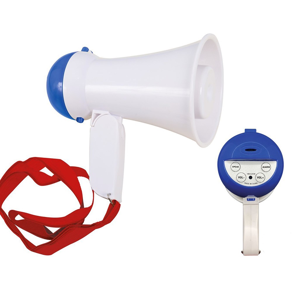 MÉGAPHONE PORTE-VOIX MUSIQUE SUPPORTER 16CM BLANC