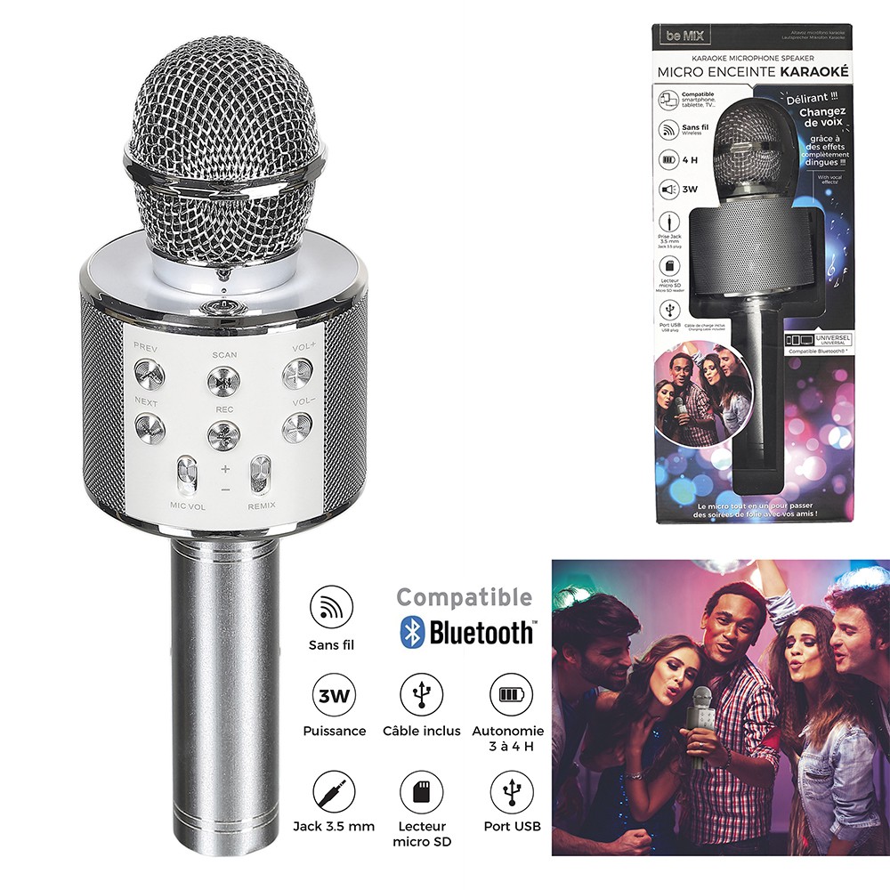 Microphone karaoké sans fil Bluetooth Home Party avec effet écho et  changeur de