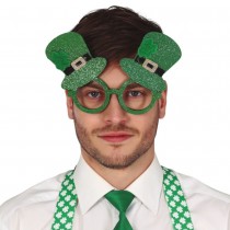 MONTURE LUNETTES CHAPEAU VERT PAILLETÉ LEPRECHAUN