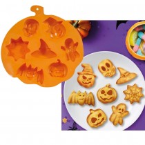 MOULE SILICONE 7 CAVITÉS HALLOWEEN 26X23CM ORANGE