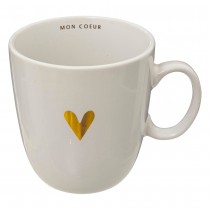MUG CÉRAMIQUE AMOUR CŒUR OR 30CL BLANC