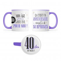 MUG CÉRAMIQUE ANNIVERSAIRE SECRET 40ANS 355ML