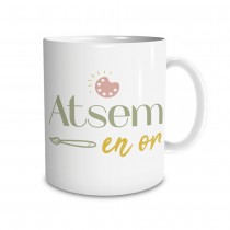 MUG CÉRAMIQUE ATSEM EN OR 9.5CM BLANC