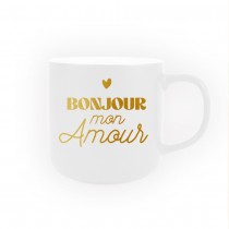 MUG CÉRAMIQUE BONJOUR MON AMOUR BLANC MAT