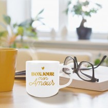 MUG CÉRAMIQUE BONJOUR MON AMOUR BLANC MAT