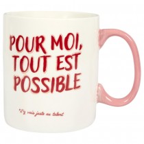MUG CÉRAMIQUE GIRL POWER 70CL BLANC ROSE