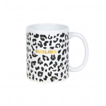 MUG CÉRAMIQUE IMPRIMÉ PEAU LÉOPARD MESSAGE OR 30CL