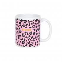 MUG CÉRAMIQUE IMPRIMÉ PEAU LÉOPARD MESSAGE OR 30CL