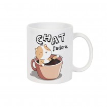 MUG CÉRAMIQUE KAWAII PAUSE GOURMANDE 30CL BLANC