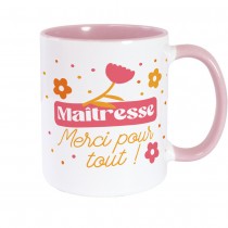 MUG CÉRAMIQUE MAÎTRESSE MERCI POUR TOUT 9.5CM ROSE