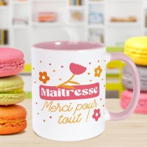 MUG CÉRAMIQUE MAÎTRESSE MERCI POUR TOUT 9.5CM ROSE