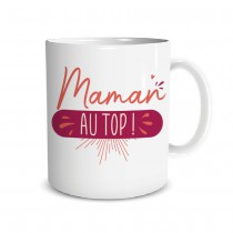 MUG CÉRAMIQUE MAMAN AU TOP 9.5CM BLANC