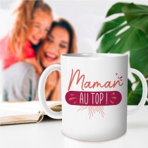 MUG CÉRAMIQUE MAMAN AU TOP 9.5CM BLANC