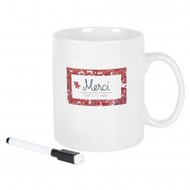 MUG CÉRAMIQUE MERCI ANNÉE FEUTRE 80CL BLANC