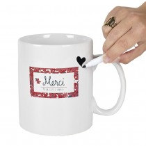 MUG CÉRAMIQUE MERCI ANNÉE FEUTRE 80CL BLANC