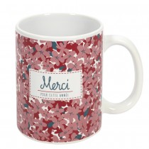 MUG CÉRAMIQUE MERCI ANNÉE FLEUR 30CL ROSE