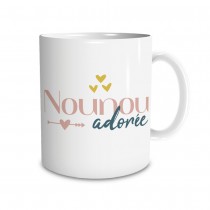 MUG CÉRAMIQUE NOUNOU ADORÉE 9.5CM BLANC