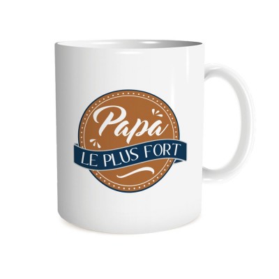 MUG CÉRAMIQUE PAPA LE PLUS FORT 9.5CM BLANC