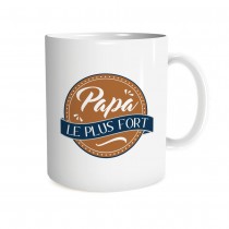 MUG CÉRAMIQUE PAPA LE PLUS FORT 9.5CM BLANC