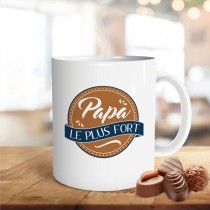 MUG CÉRAMIQUE PAPA LE PLUS FORT 9.5CM BLANC