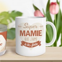 MUG CÉRAMIQUE SUPER MAMIE AIME FOLIE 9.5CM BLANC