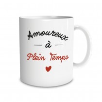 MUG PORCELAINE AMOUREUX À PLEIN TEMPS 9.5CM BLANC