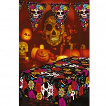 NAPPE PLASTIQUE CATRINA SQUELETTE 137X274CM NOIR