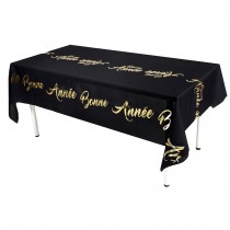 NAPPE POLYESTER BONNE ANNÉE 1.42X2.56M NOIR