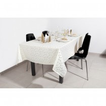 NAPPE TISSU ÉTOILE OR MÉTAL 140X360CM BLANC