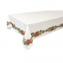 NAPPE TOILE GUIRLANDE POINSETTIA 140X240CM BLANC