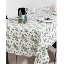 NAPPE TOILE SAPIN HOUX PAILLETÉ 140X240CM BLANC