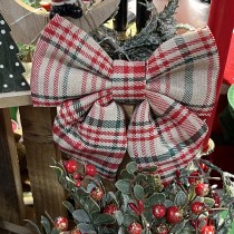 NŒUD CADEAU TARTAN ÉCOSSAIS 15X13CM BEIGE
