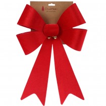NŒUD VELOURS CLOCHETTES OR 45X33CM ROUGE