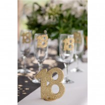 NOMBRE ÂGE DÉCORATIF 18 ANS 10X11CM OR PAILLETÉ
