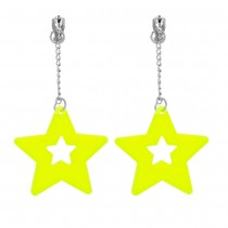 PAIRE BOUCLES OREILLE ÉTOILES FLUO JAUNE