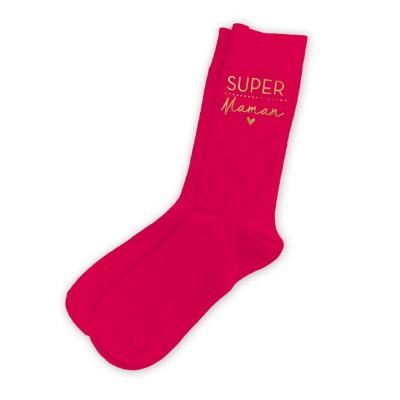 PAIRE CHAUSSETTES COTON SUPER MAMAN 36-42 ROSE