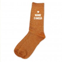 PAIRE DE CHAUSSETTES COTON OCRE MAMIE AMOUR FEMME