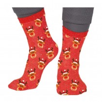 PAIRE DE CHAUSSETTES NOËL RENNE ROUGE ADULTE