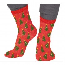 PAIRE DE CHAUSSETTES NOËL SAPIN ROUGE ADULTE