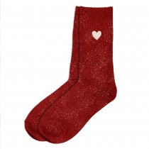 PAIRE DE CHAUSSETTES PAILLETTES CUR ROUGE FEMME