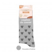 PAIRE DE CHAUSSETTES PAILLETTES COPINE COEUR FEMME