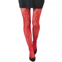 PAIRE DE COLLANTS FLAMME RÉSILLE ROUGE FEMME