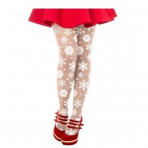 PAIRE DE COLLANTS FLOCON NEIGE RÉSILLE BLANC FEMME