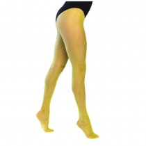 PAIRE DE COLLANTS RÉSILLE FIN JAUNE FLUO UV FEMME