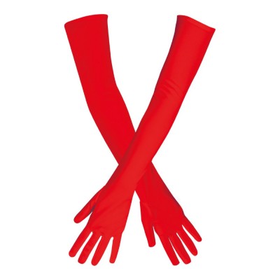 PAIRE DE GANTS GLAMOUR 40CM ROUGE FEMME