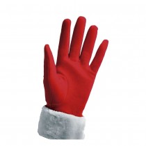 PAIRE DE GANTS NOËL ROUGE FOURRURE BLANC ADULTE