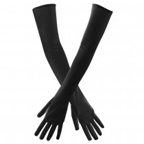 PAIRE DE GANTS STRETCH 60CM NOIR ADULTE 