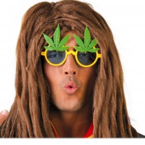 PAIRE DE LUNETTES FANTAISIE RASTA FEUILLES CHANVRE