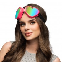PAIRE DE LUNETTES FESTIVES CŒUR ROSE FLUO ADULTE